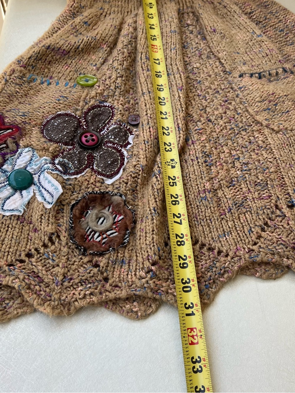 Desigual Tan Knit Sweater with Multicolor Yarn Accents Women’s Medium - Picture 5 of 9
